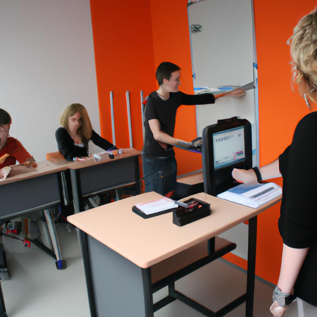 Person teaching in interactive classroom