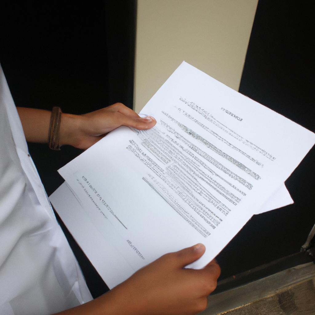 Person reviewing educational documents